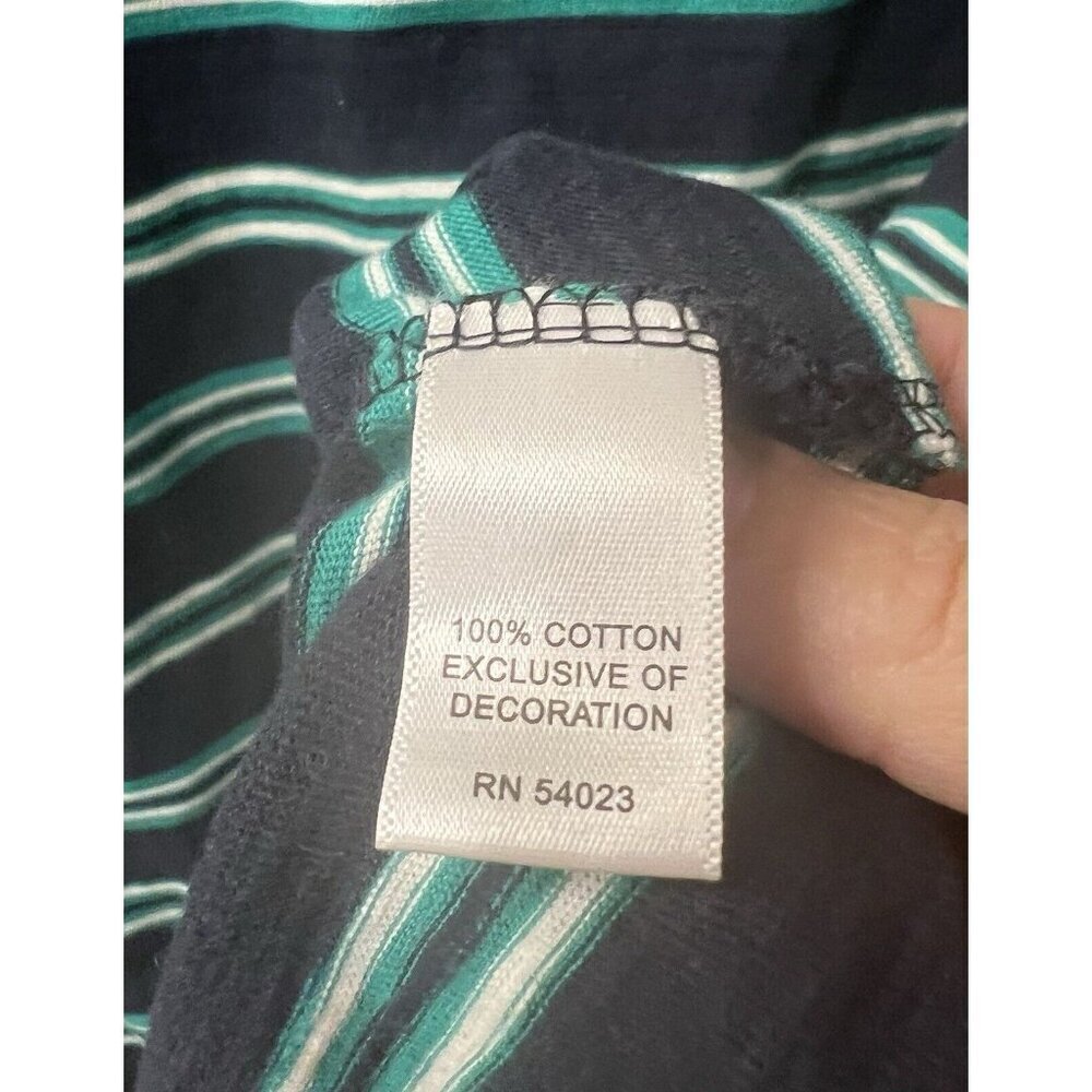 Banana Republic Top Shirt Womens Size Large Black & Green Striped 3/4 Sleeves - Picture 6 of 7